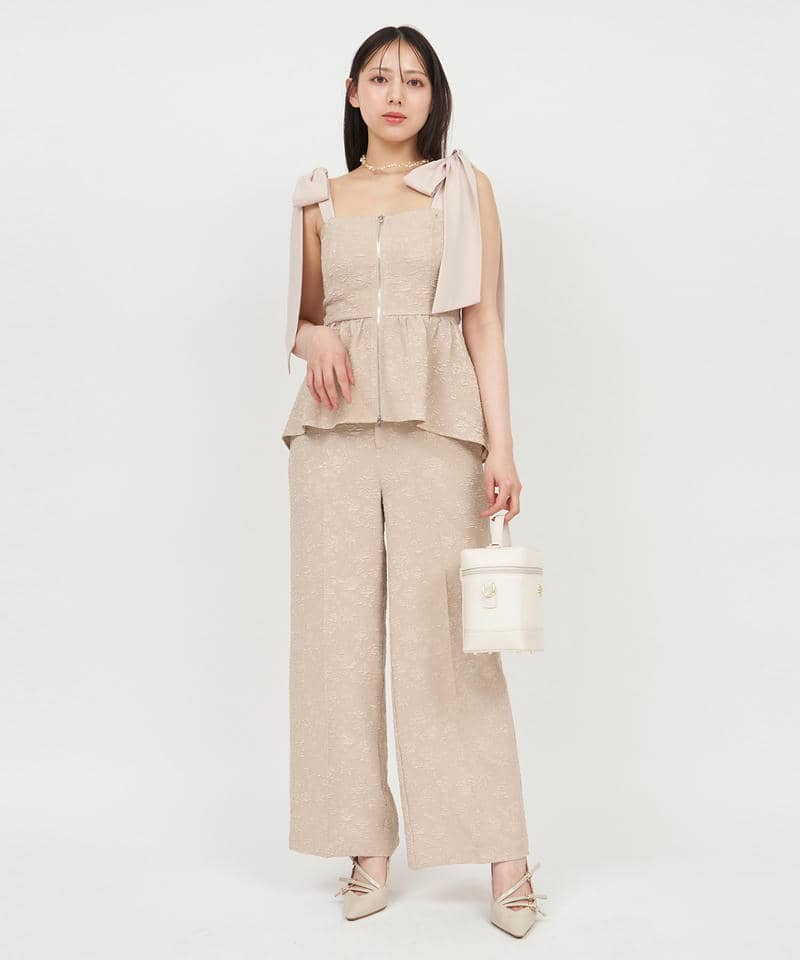 【丈が選べる】ジャガードワイドパンツ 詳細画像 ベージュ 8