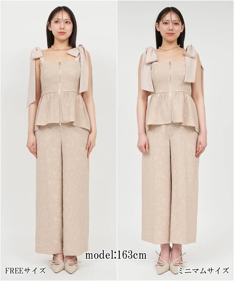 【丈が選べる】ジャガードワイドパンツ 詳細画像 ベージュ 9