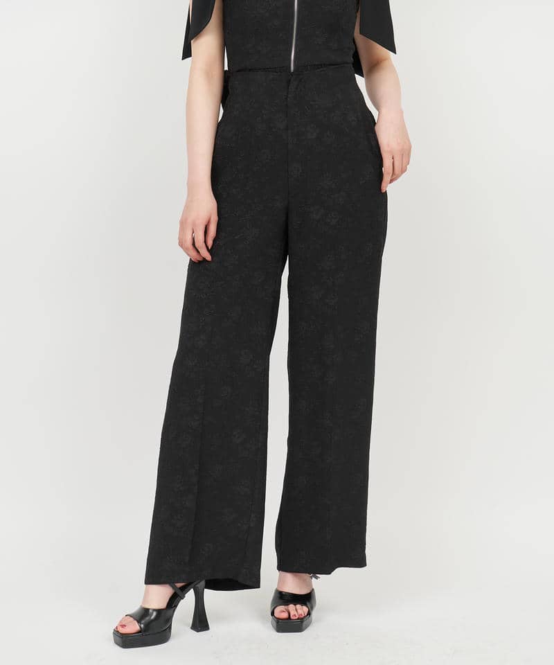 【丈が選べる】ジャガードワイドパンツ 詳細画像 ブラック 1