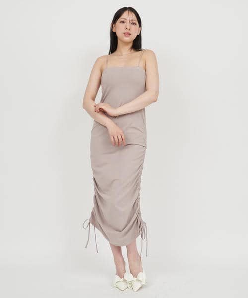 カップ付ギャザータイトワンピース 詳細画像