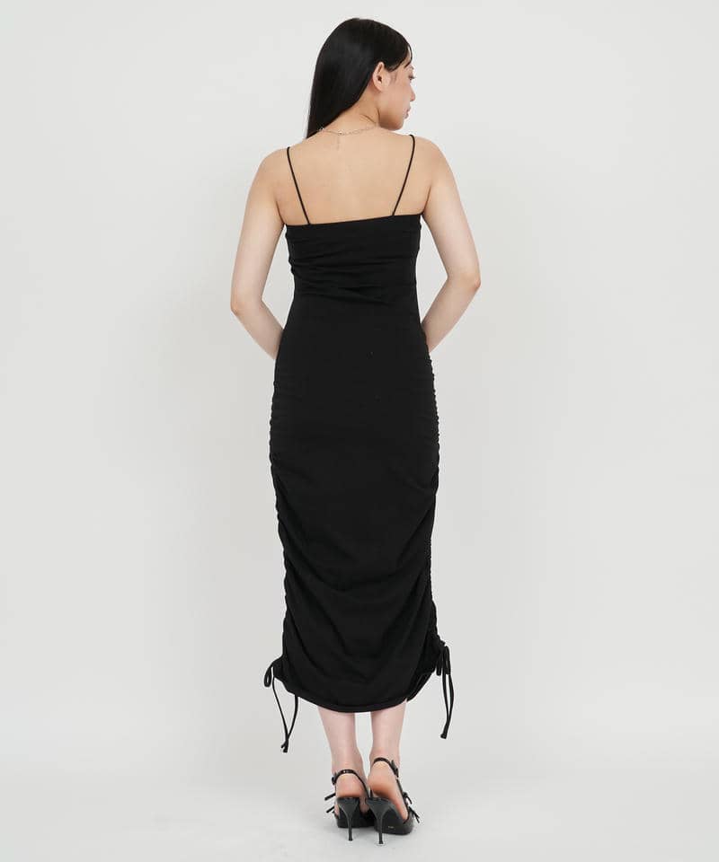 カップ付ギャザータイトワンピース 詳細画像 ブラック 3