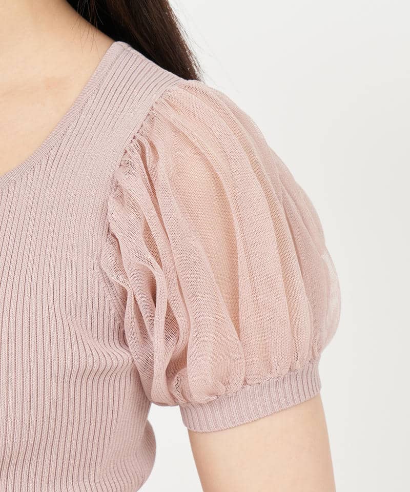 シアースリーブマルチボタンニットトップス 詳細画像 ピンク 5