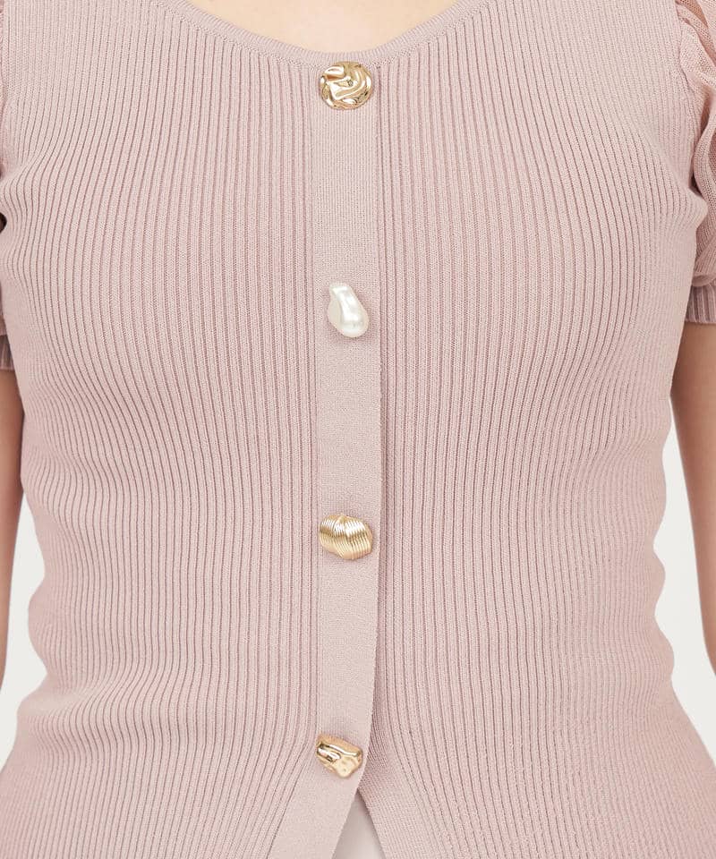 シアースリーブマルチボタンニットトップス 詳細画像 ピンク 6