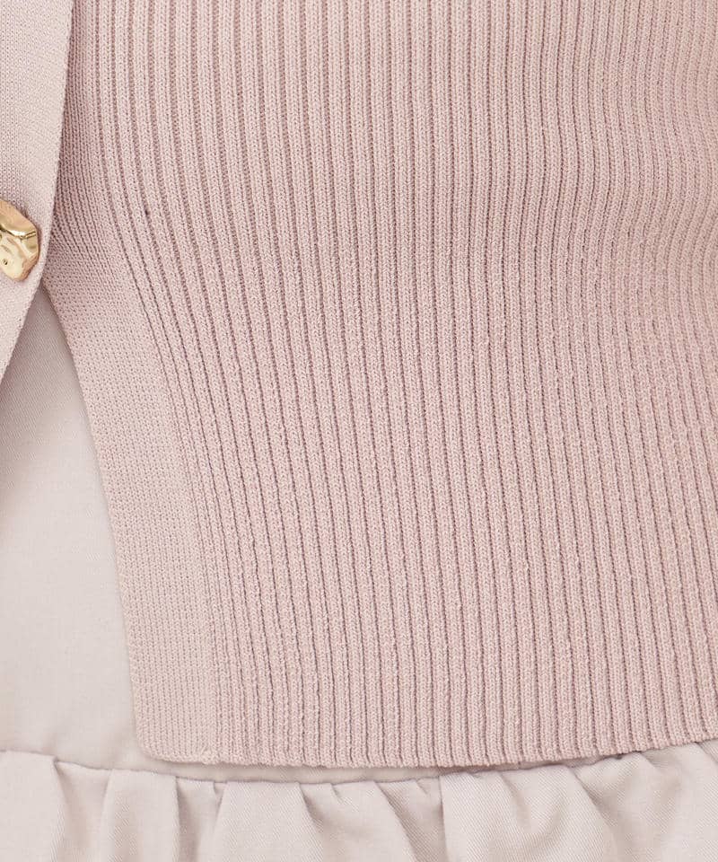 シアースリーブマルチボタンニットトップス 詳細画像 ピンク 7