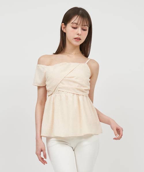 キラキラアシメペプラムブラウス 詳細画像