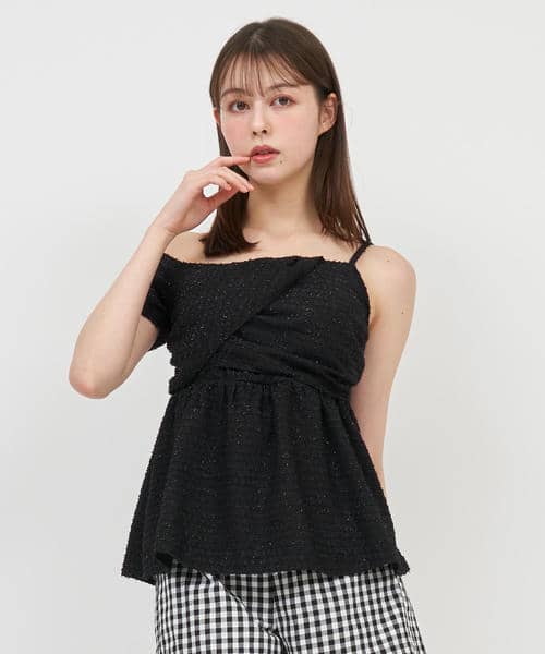 キラキラアシメペプラムブラウス 詳細画像