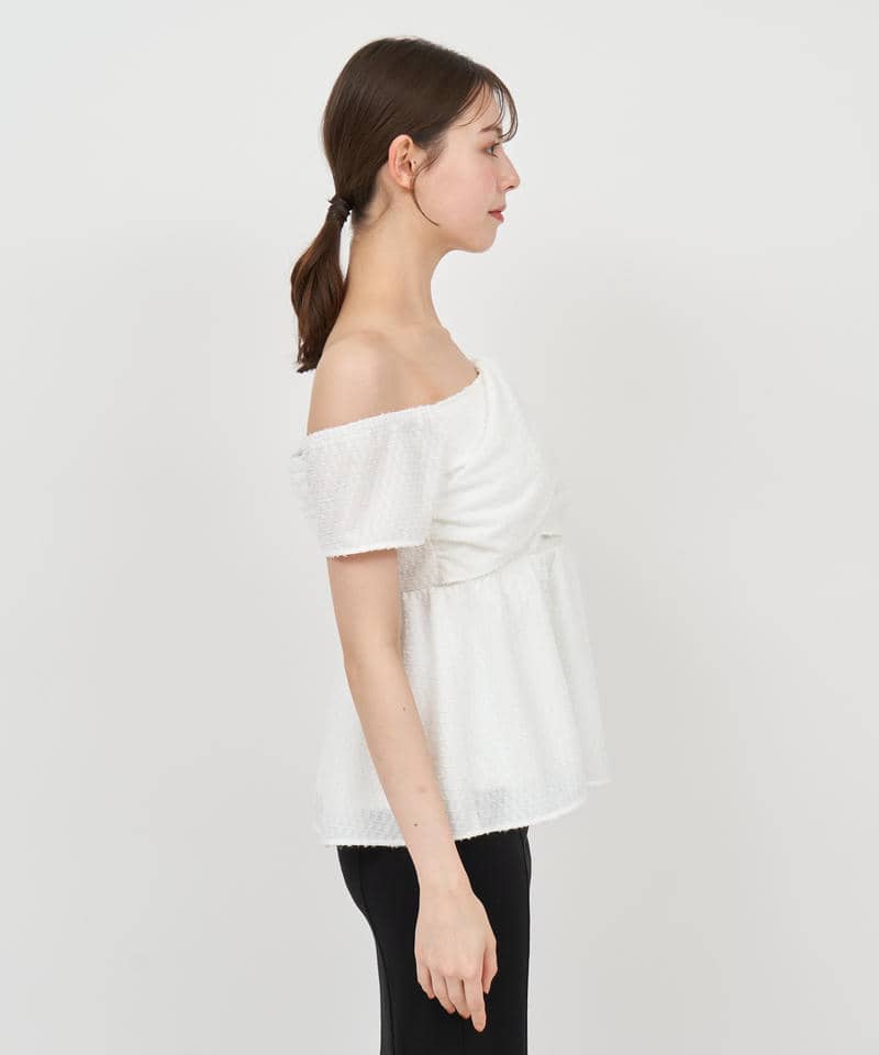 キラキラアシメペプラムブラウス 詳細画像 オフホワイト 2