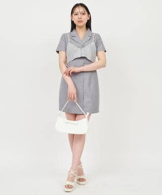 レースビスチェレイヤードジャケットミニワンピース