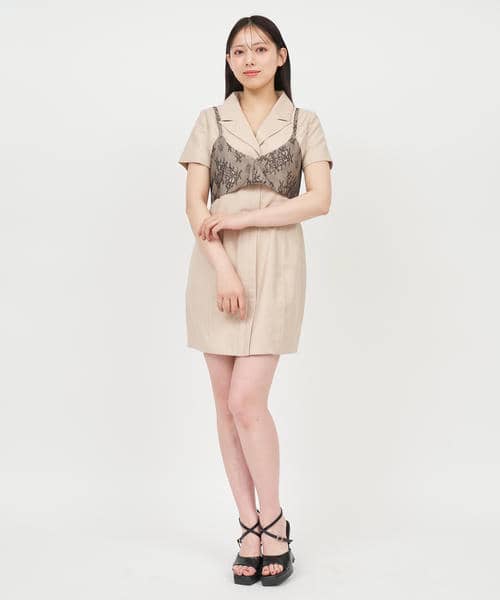 レースビスチェレイヤードジャケットミニワンピース 詳細画像