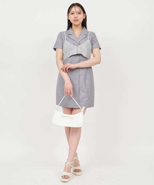 レースビスチェレイヤードジャケットミニワンピース 詳細画像