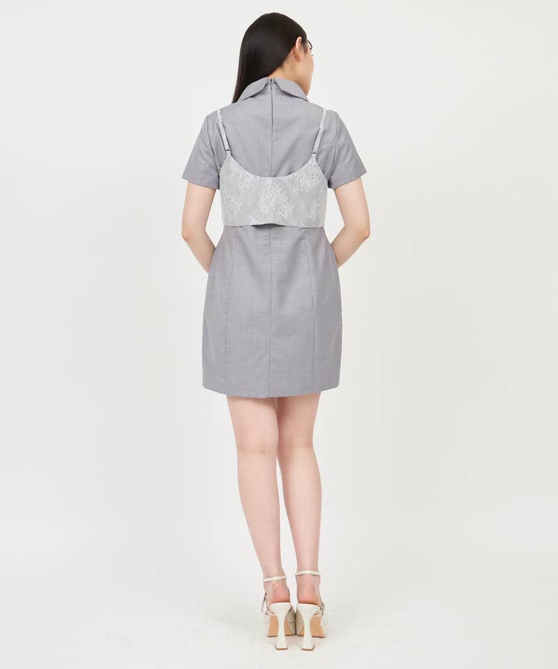 レースビスチェレイヤードジャケットミニワンピース 詳細画像 グレー 3