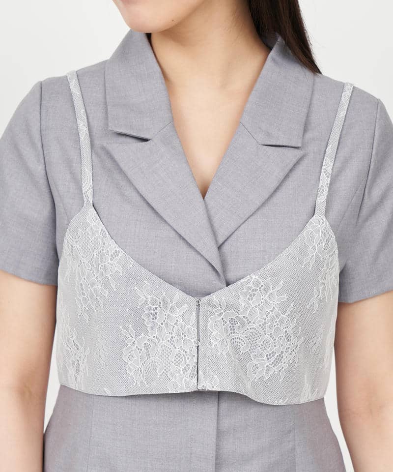 レースビスチェレイヤードジャケットミニワンピース 詳細画像 グレー 4