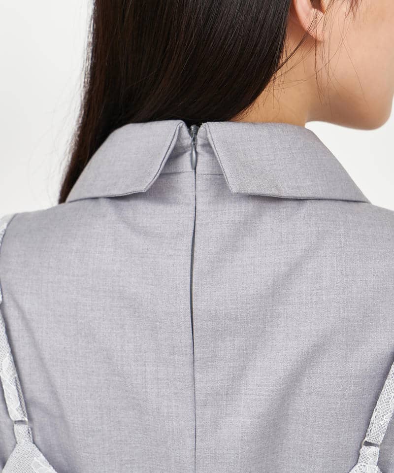 レースビスチェレイヤードジャケットミニワンピース 詳細画像 グレー 5