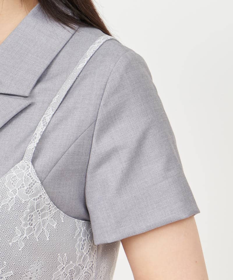 レースビスチェレイヤードジャケットミニワンピース 詳細画像 グレー 6