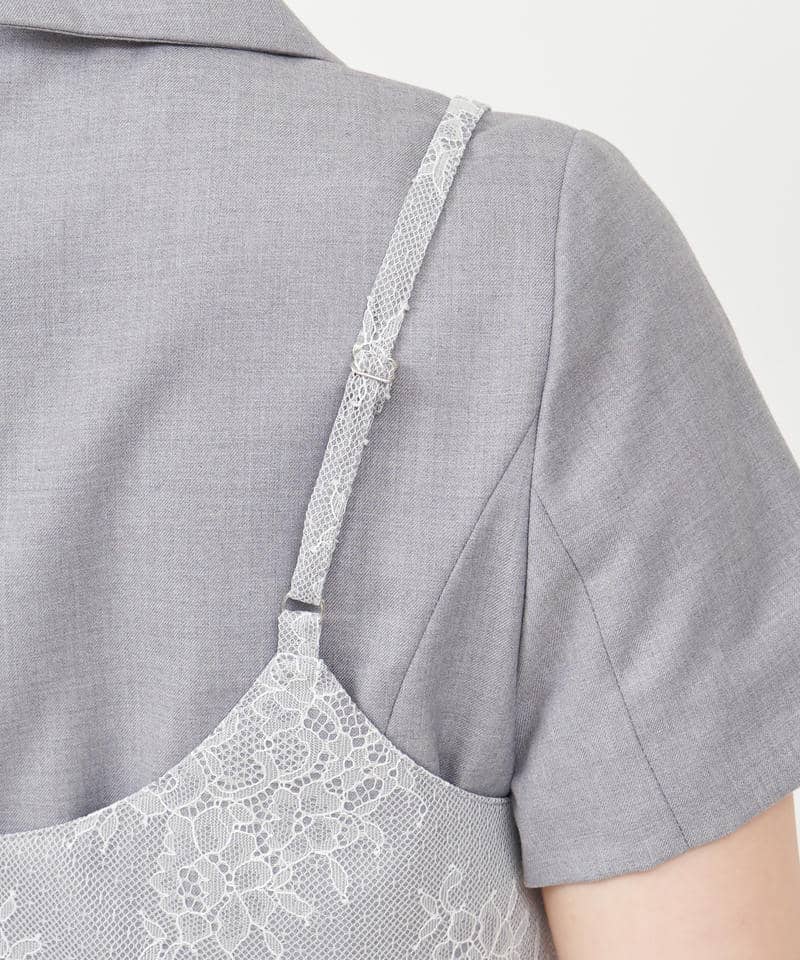 レースビスチェレイヤードジャケットミニワンピース 詳細画像 グレー 7