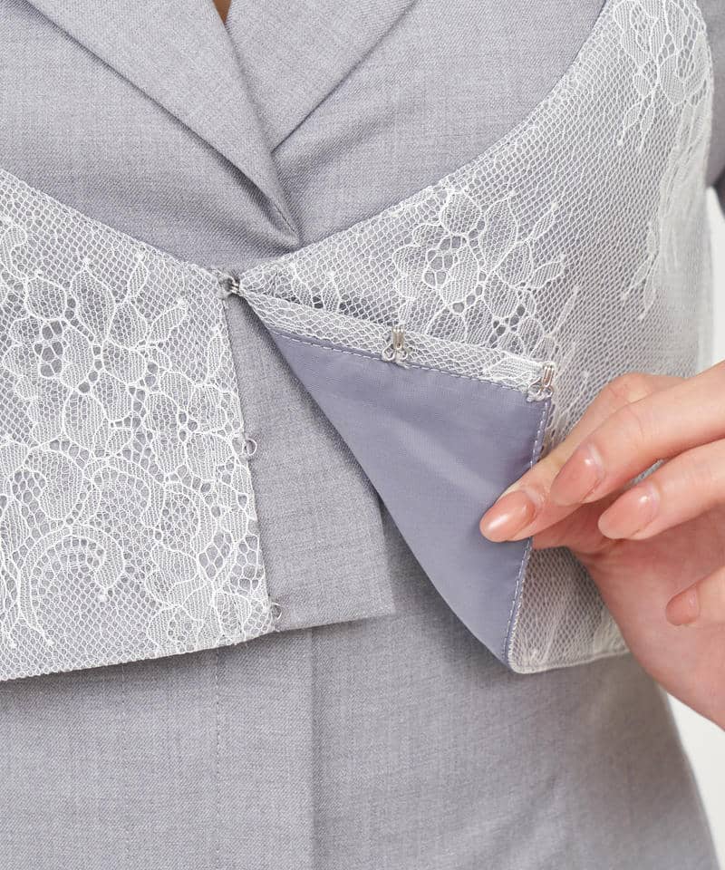 レースビスチェレイヤードジャケットミニワンピース 詳細画像 グレー 8