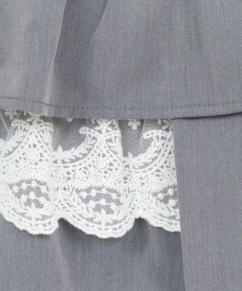レースレイヤードラッフルミニスカート 詳細画像 グレー 6