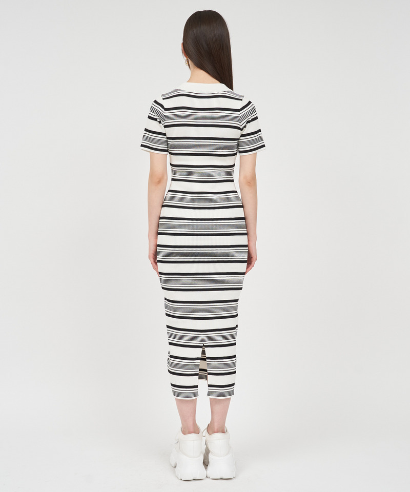 ポロ衿ロゴ刺しゅうニットワンピース 詳細画像 レッド 3