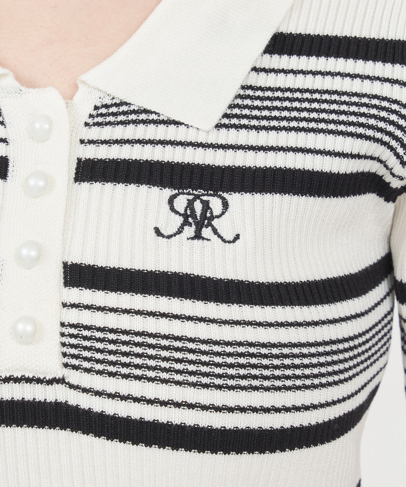 ポロ衿ロゴ刺しゅうニットワンピース 詳細画像 レッド 7