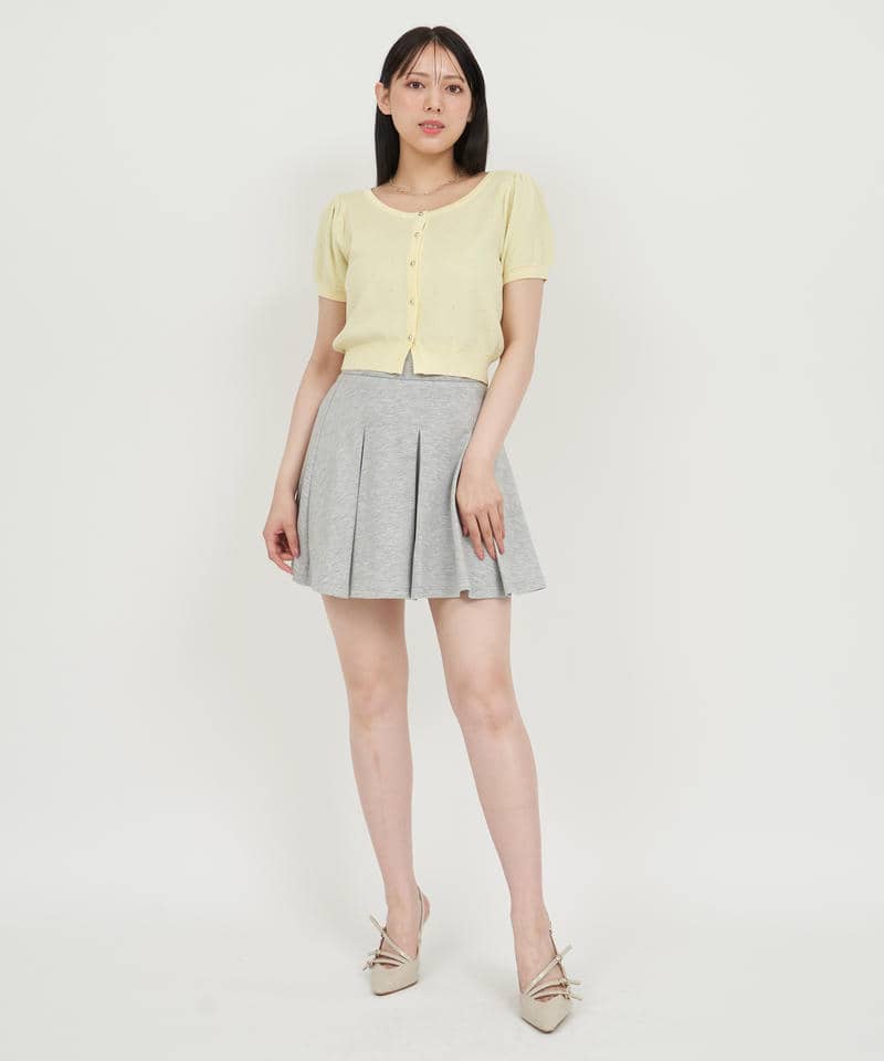 ドットジャガードパフスリーブ半袖ニットトップス 詳細画像 イエロー 2