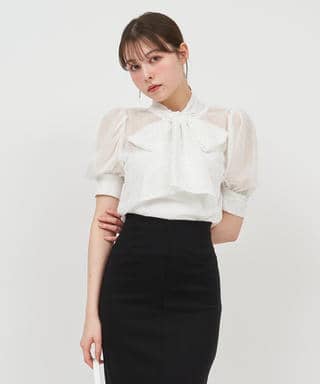 キラキラリボン半袖ブラウス