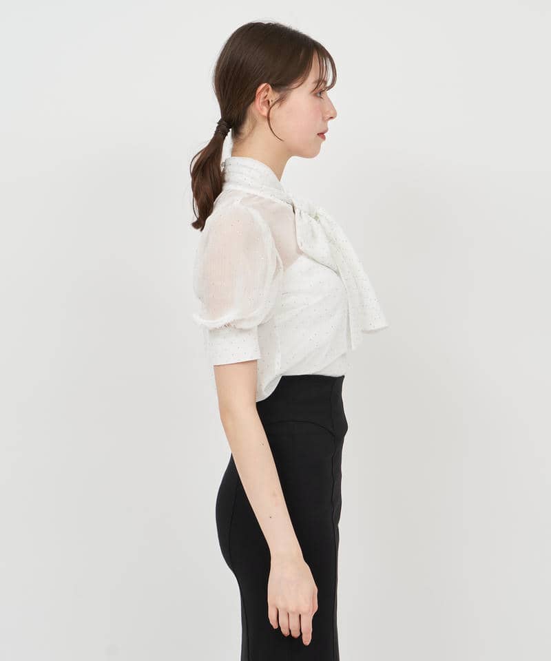 キラキラリボン半袖ブラウス 詳細画像 オフホワイト 2