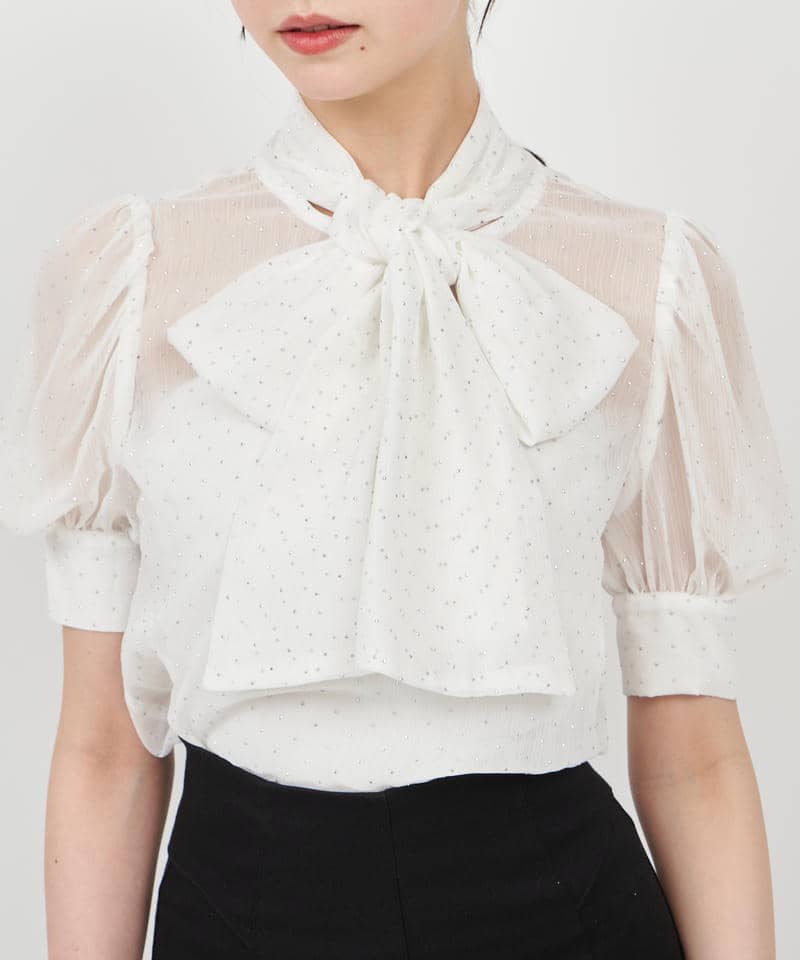 キラキラリボン半袖ブラウス 詳細画像 オフホワイト 4