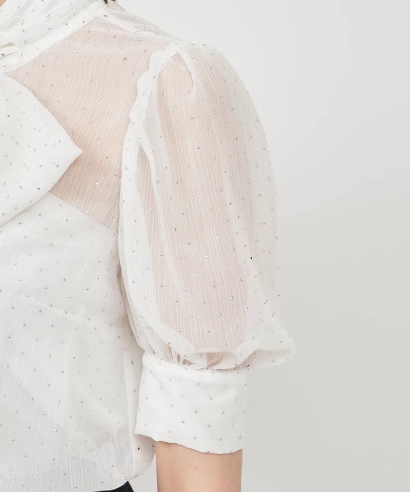 キラキラリボン半袖ブラウス 詳細画像 オフホワイト 6