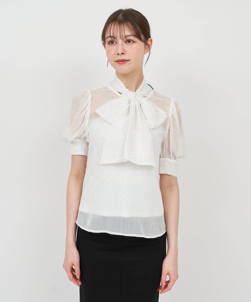 キラキラリボン半袖ブラウス 詳細画像 オフホワイト 8