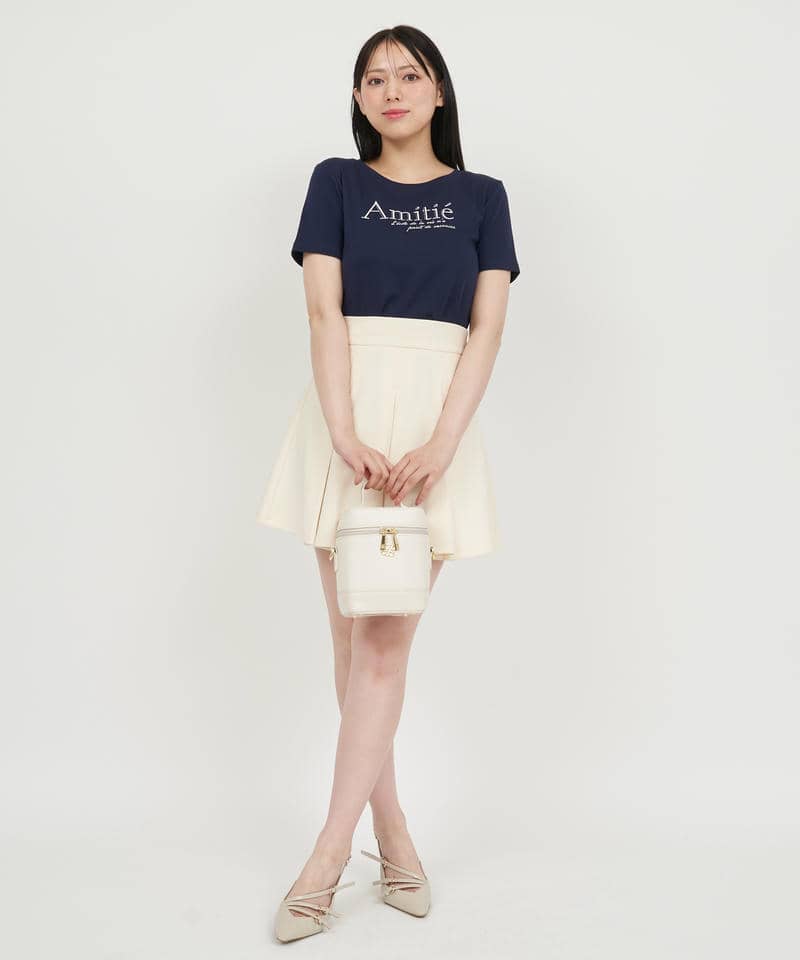 タックプリーツフレアミニスカート 詳細画像 オフホワイト 2