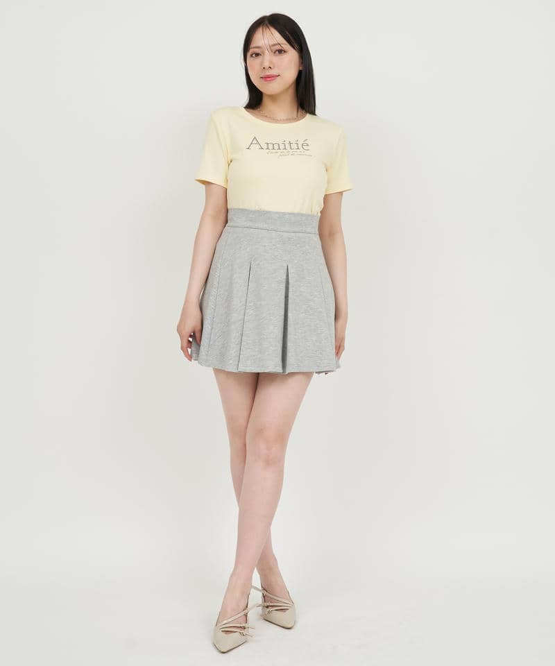 タックプリーツフレアミニスカート 詳細画像 グレー 2