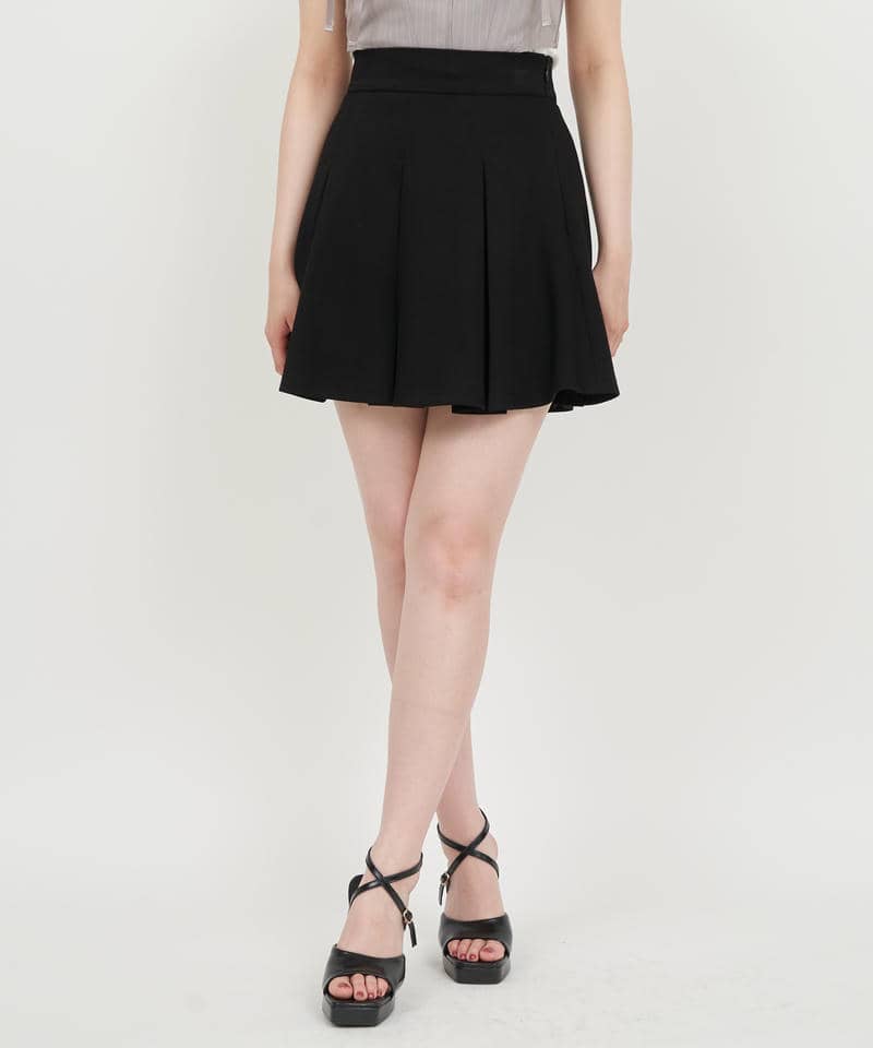 タックプリーツフレアミニスカート 詳細画像 ブラック 1