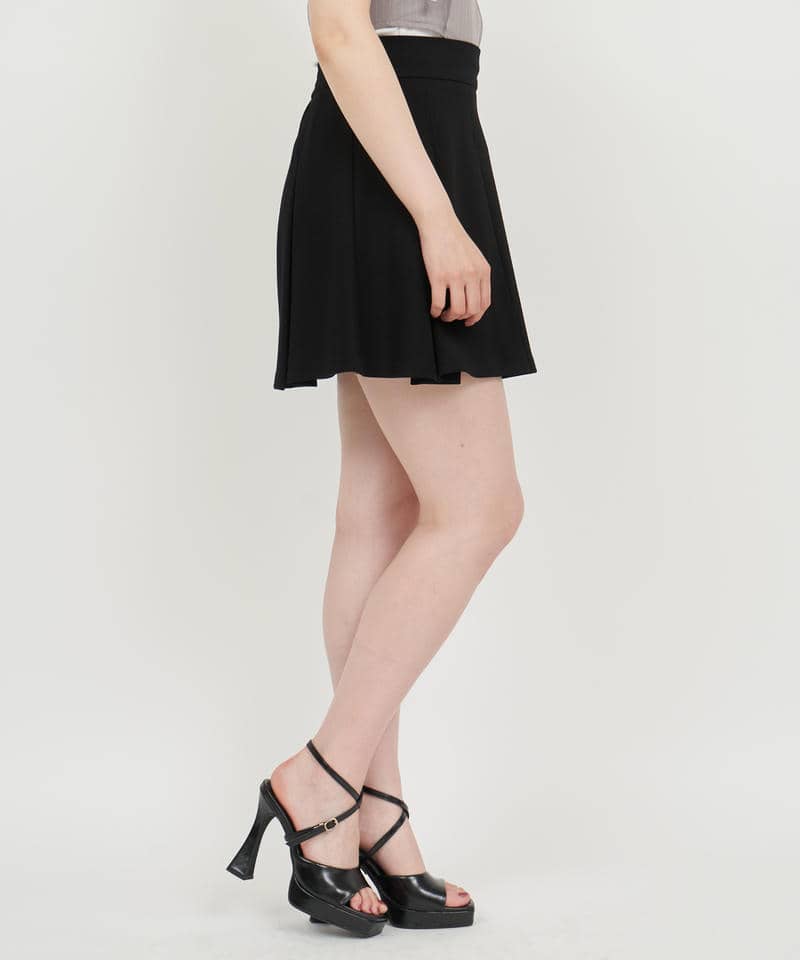 タックプリーツフレアミニスカート 詳細画像 ブラック 2