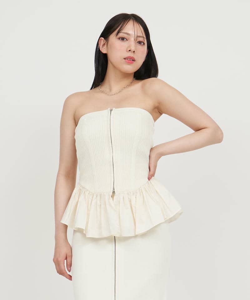 ニットドッキングペプラムベアビスチェ 詳細画像 オフホワイト 1