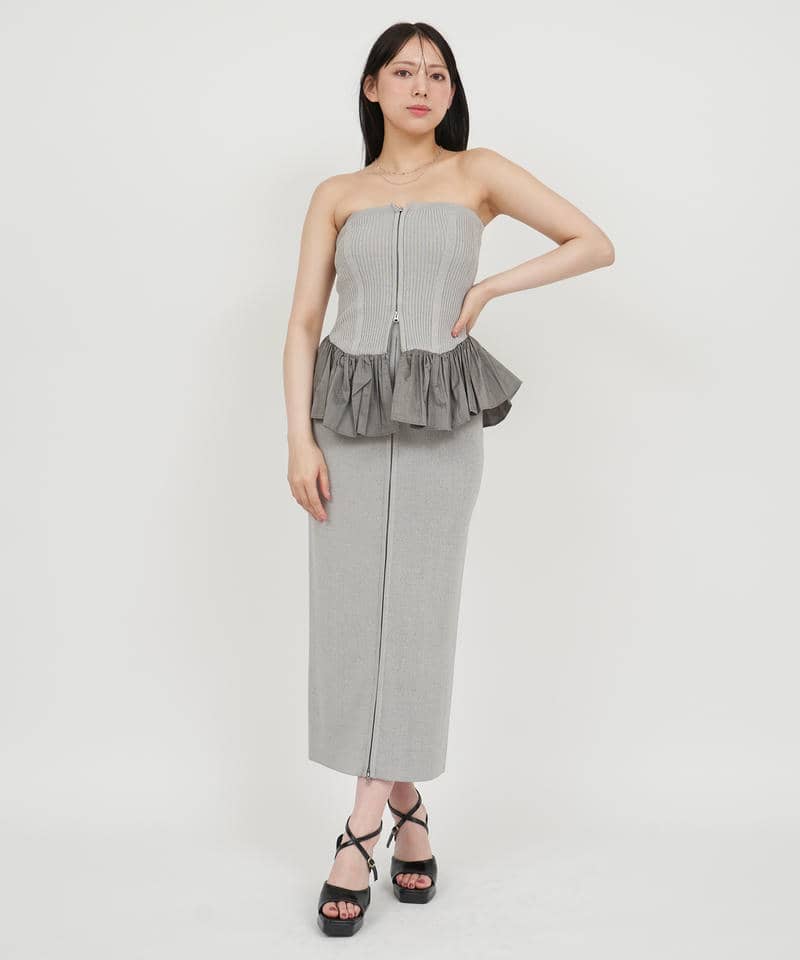 ニットドッキングペプラムベアビスチェ 詳細画像 グレー 2