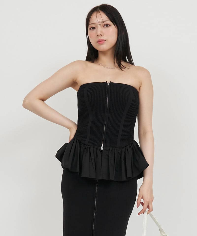 ニットドッキングペプラムベアビスチェ 詳細画像 ブラック 1