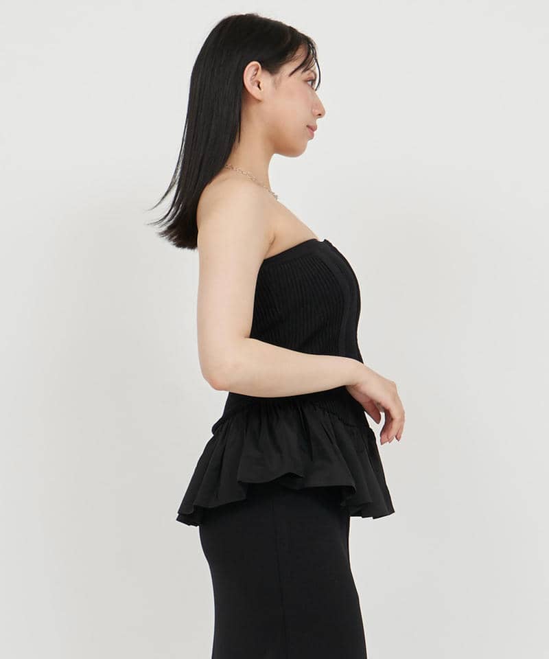 ニットドッキングペプラムベアビスチェ 詳細画像 ブラック 2