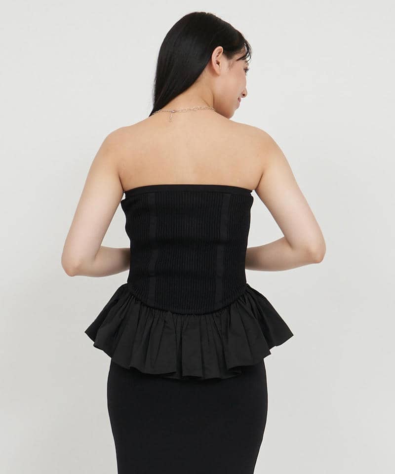 ニットドッキングペプラムベアビスチェ 詳細画像 ブラック 3