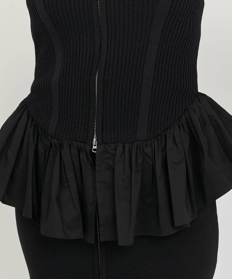 ニットドッキングペプラムベアビスチェ 詳細画像 ブラック 5