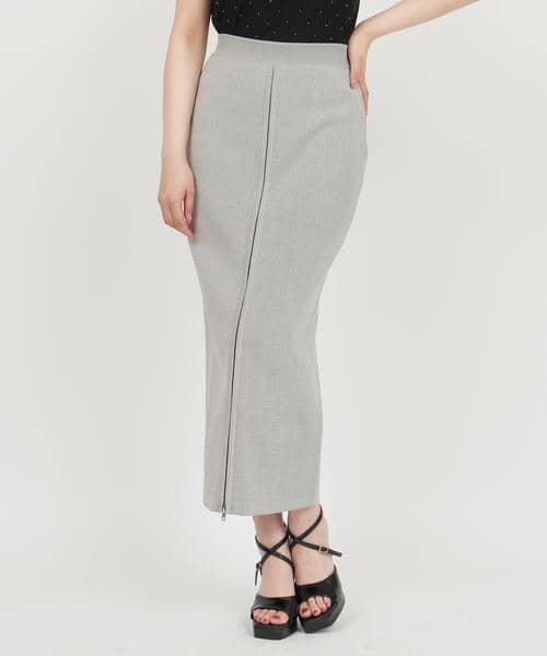 フロントZIPニットタイトスカート 詳細画像