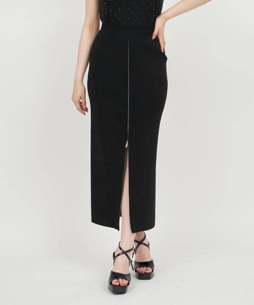 フロントZIPニットタイトスカート 詳細画像