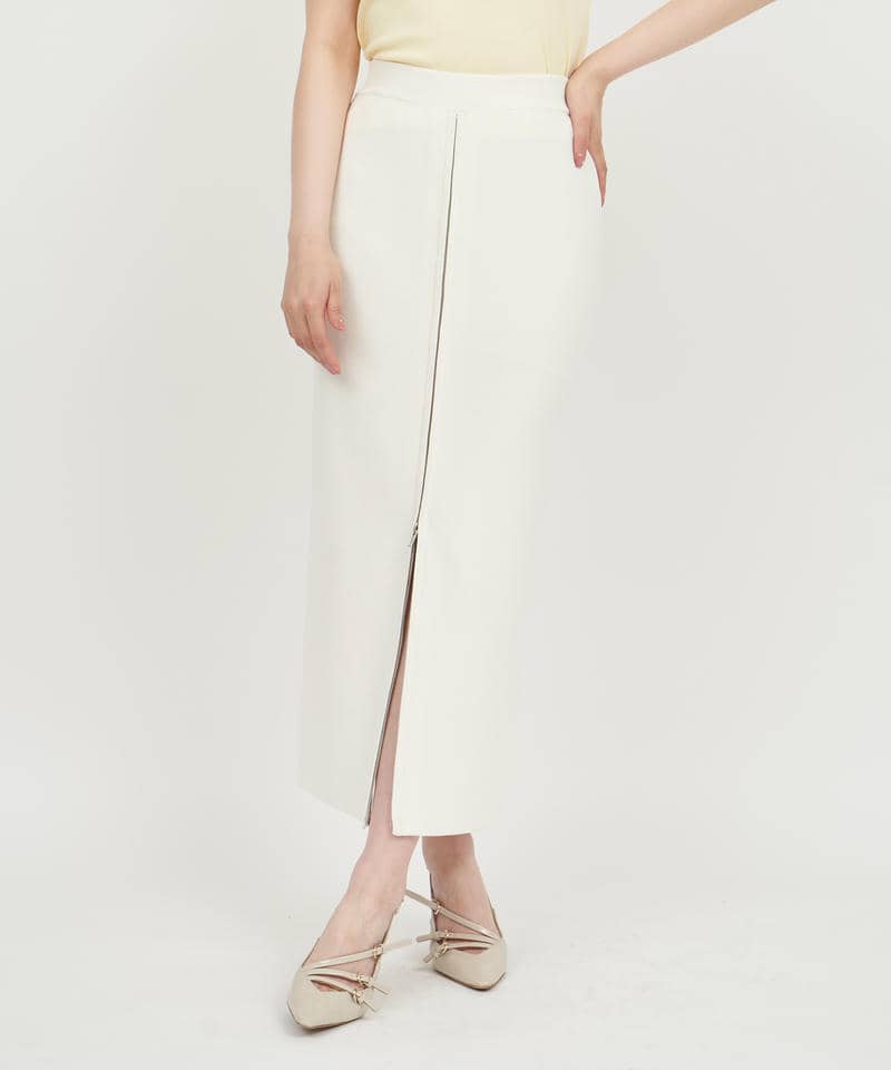 フロントZIPニットタイトスカート 詳細画像 オフホワイト 1