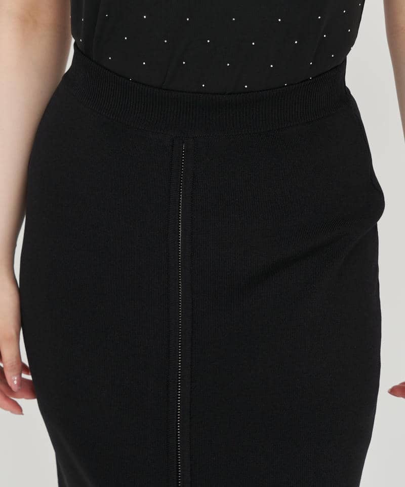 フロントZIPニットタイトスカート 詳細画像 ブラック 4