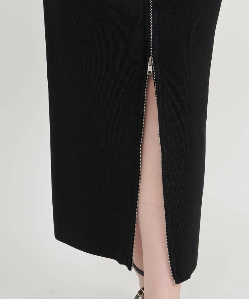 フロントZIPニットタイトスカート 詳細画像 ブラック 6