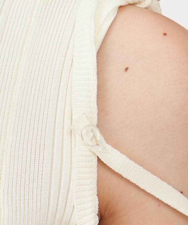 リボンストリングニットミニフレアワンピース 詳細画像 オフホワイト 6