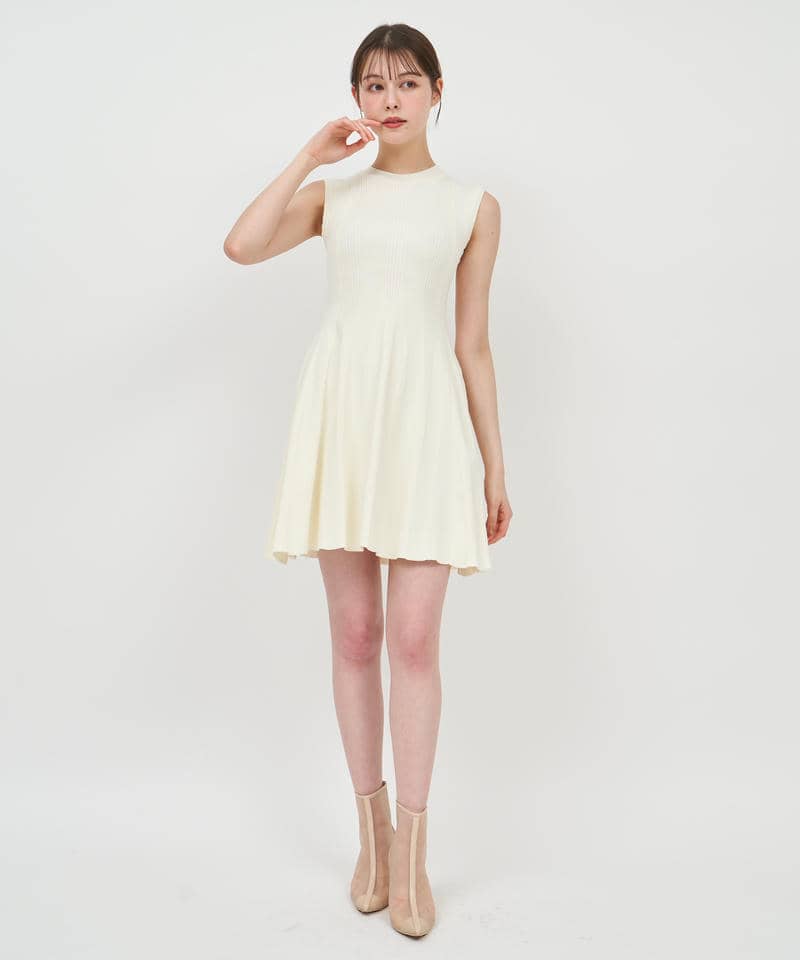 リボンストリングニットミニフレアワンピース 詳細画像 オフホワイト 8
