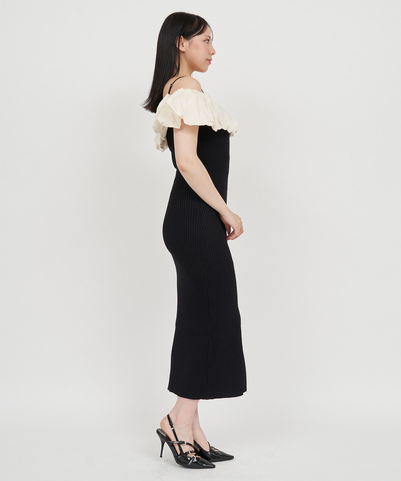 オフショルドッキングダブルZIPニットタイトワンピース 詳細画像 ライトグレー 2