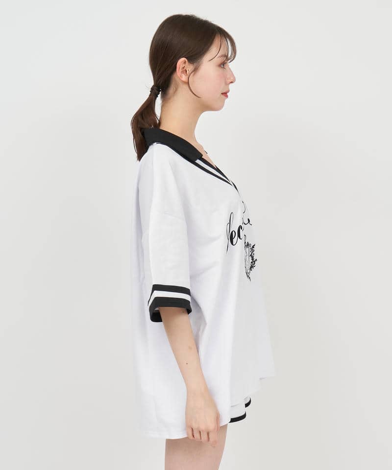 ユニフォーム風配色オーバーカットトップス 詳細画像 オフホワイト 2