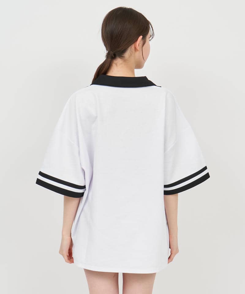 ユニフォーム風配色オーバーカットトップス 詳細画像 オフホワイト 3