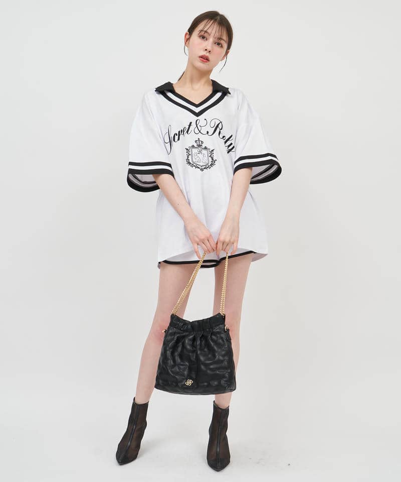 ユニフォーム風配色オーバーカットトップス 詳細画像 オフホワイト 7